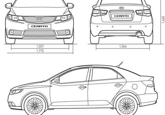 Kia Cerato (2009) (Кия Церато (2009)) - чертежи (рисунки) автомобиля